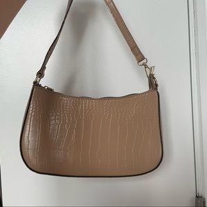 beige faux leather shoulder purse